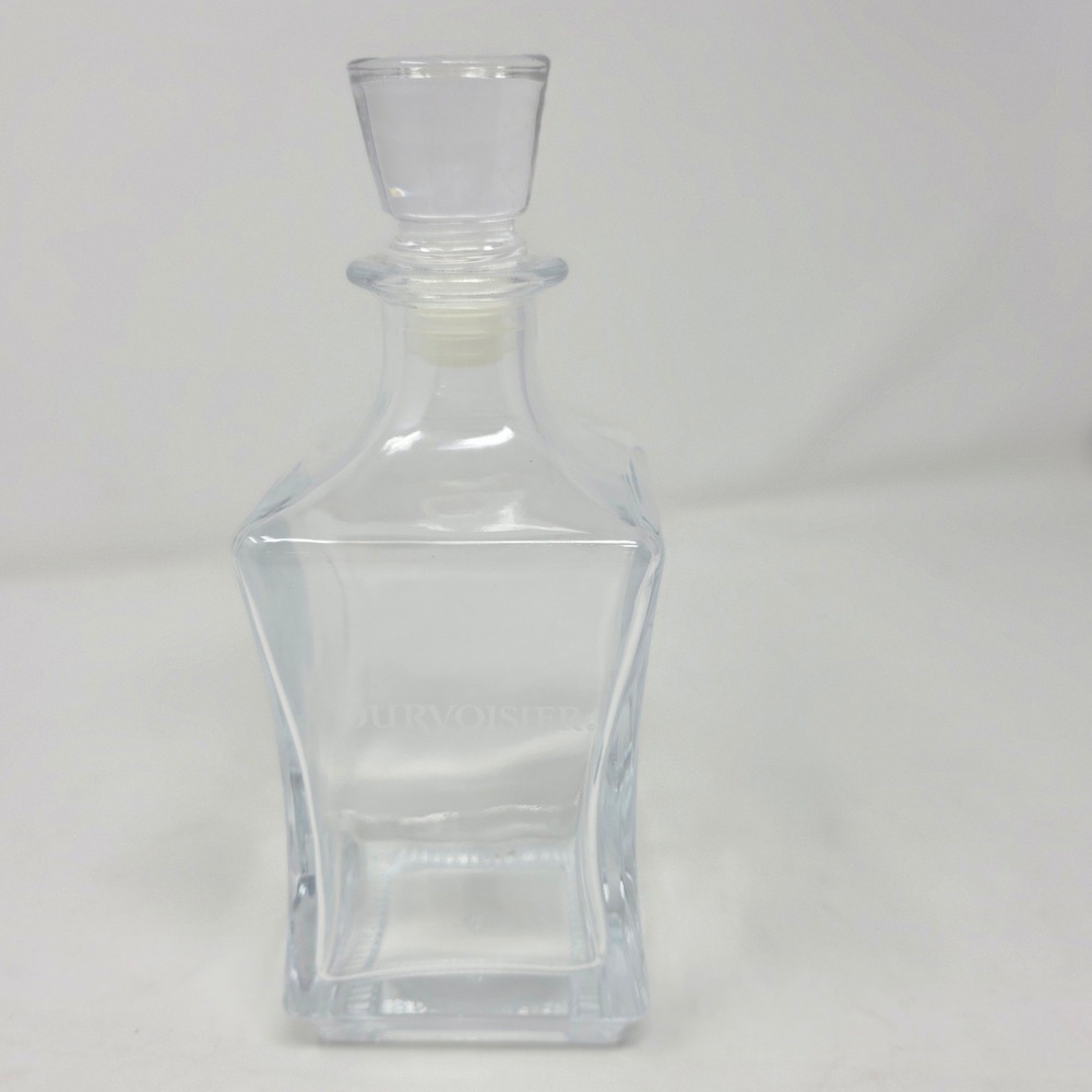 Courvoisier Glass Decanter Unisex OS Clear Square Tapered Etched Logo Barware